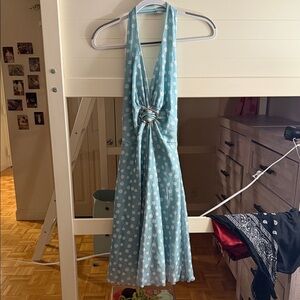 Polka Dot Halter Dress in Teal